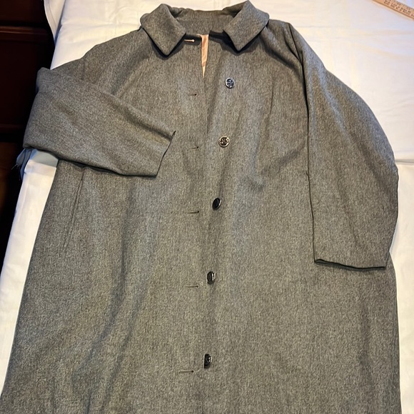 Vintage Marshall fields wool gray coat.Pink lining with silver buttons
